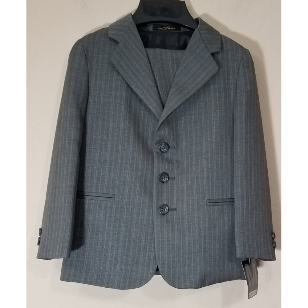 Mark Jason‎ Boys 2pc Suit Coat & Pants Set Size 6 Regular Gray Striped NEW